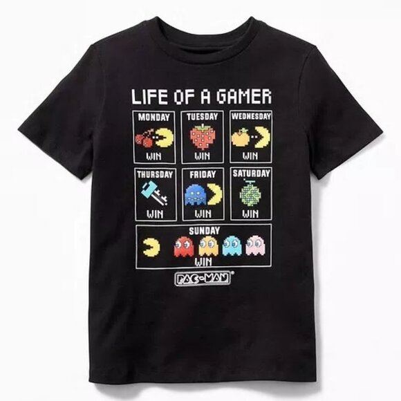 NWT OLD NAVY Pac-Man Arcade Game Life of a Gamer Tees T-Shirt Shirt Boys XL 14 - Picture 1 of 2
